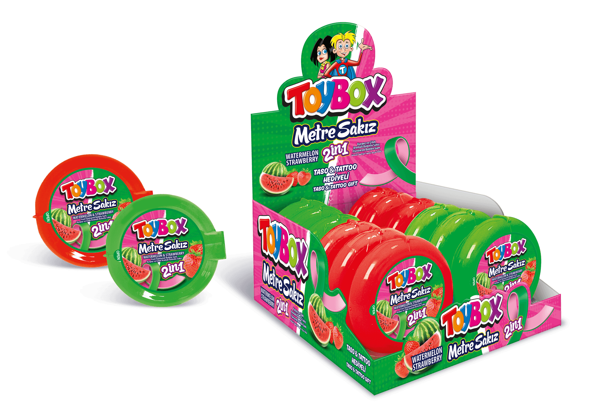 Toybox Metre Sakız 2in1 Karpuz-Çilek 35 g