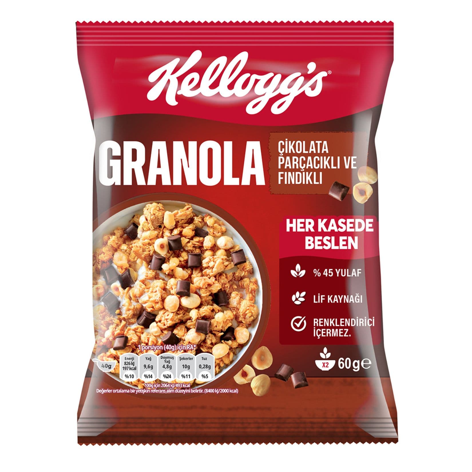 Kellogg's Granola Çikolata ve Fındık 60 g