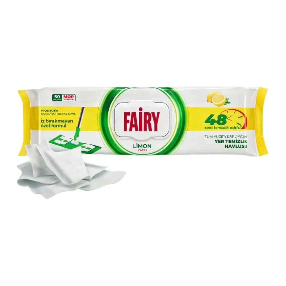 Fairy Yüzey Mop Temizleyici Havlusu 50'li Limon