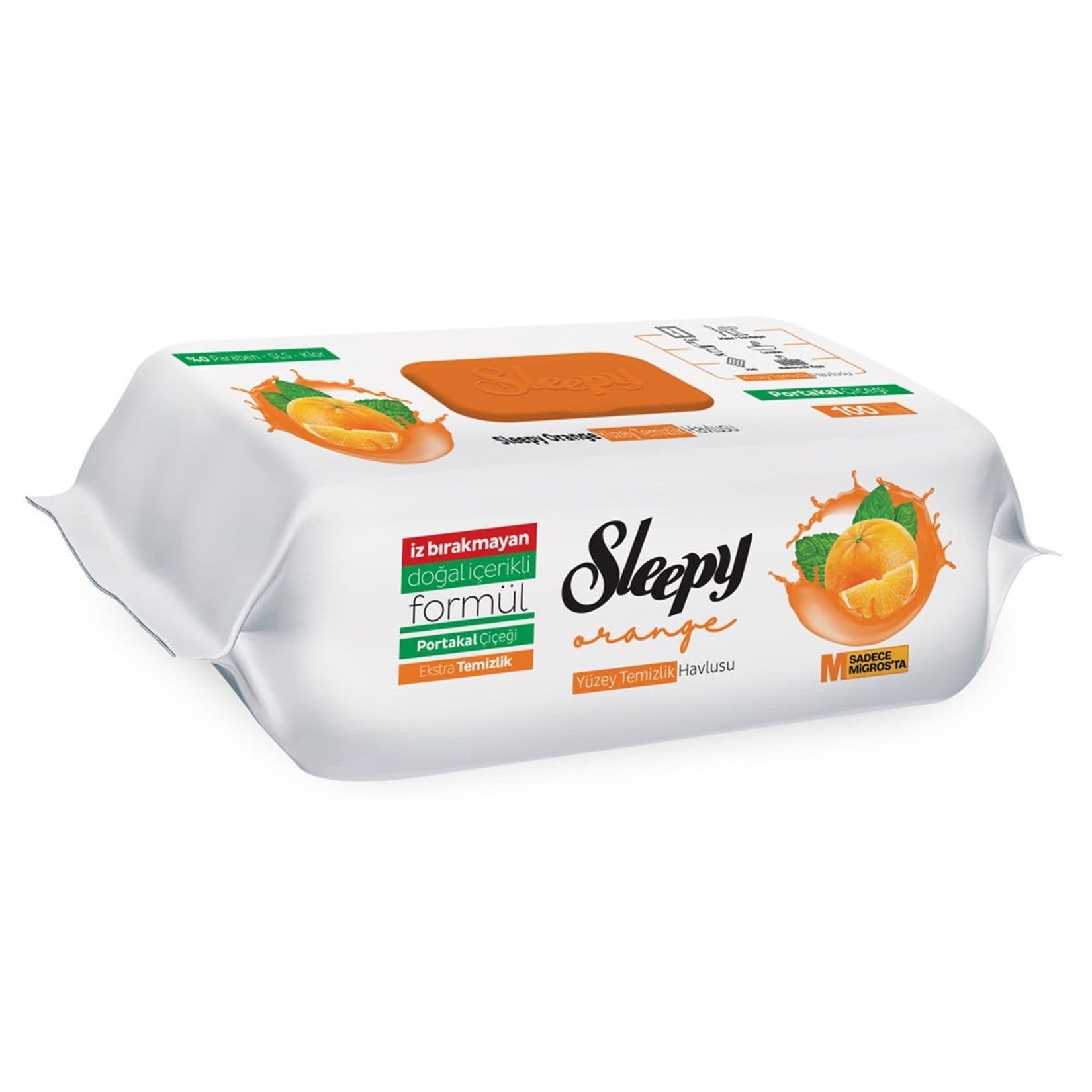 Sleepy Yüzey Islak Havlu 100'li Portakal