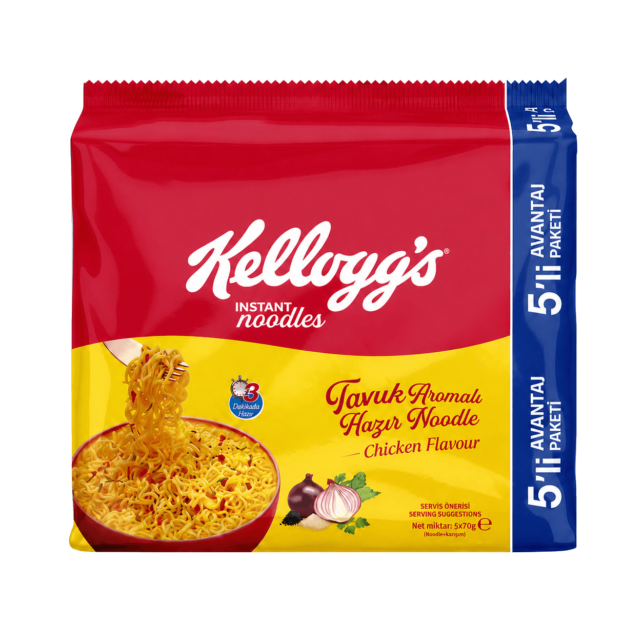 Kellogg's Tavuk Aromalı Hazır Noodle 5'li Paket 350 g