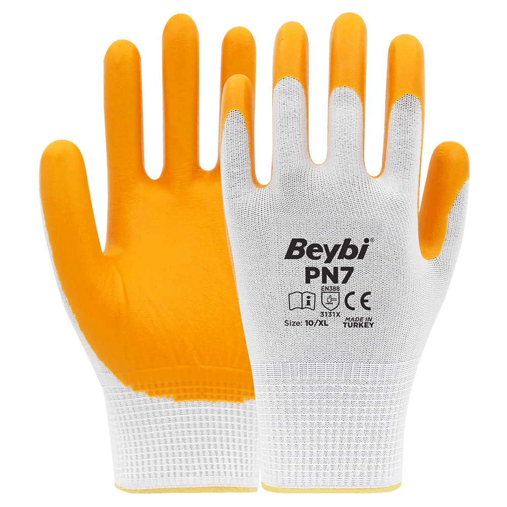 Beybi İşçi Eldiveni PN7 Beyaz Sarı